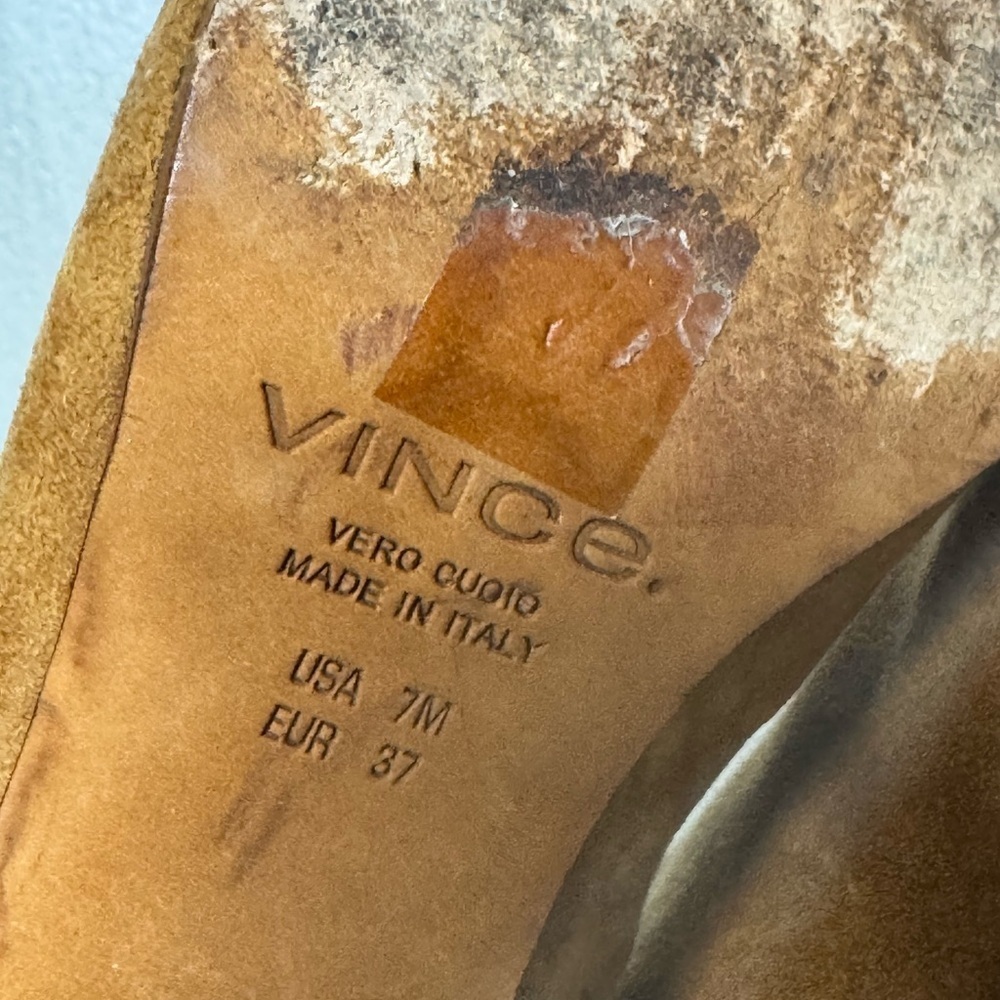 Vince Ostend Cedar Suede Ankle Boots Size 7 Block Heel - Picture 8 of 14